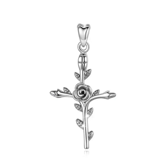 Colgante Flor rosa en plata fina 925 #F61