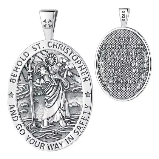 Colgante San Cristóbal En Plata Fina 925, Con Cadena #F77