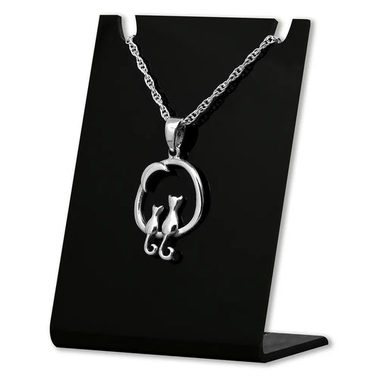 Colgante pareja de gatos enamorados en plata fina 925 #F127