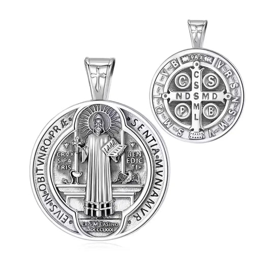Colgante medalla de San Benito full definición con cadena #F151