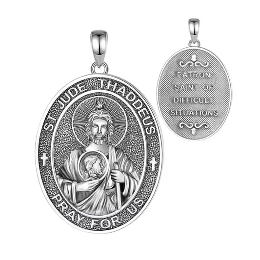 Colgante medalla de san judas Tadeo full definición en plata #F152