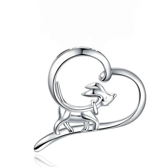 Colgante perro mini amigo corazón en plata fina 925 #F88