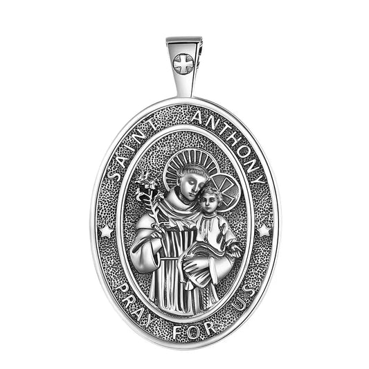 Colgante medalla San Anthony en plata fina 925 #F34
