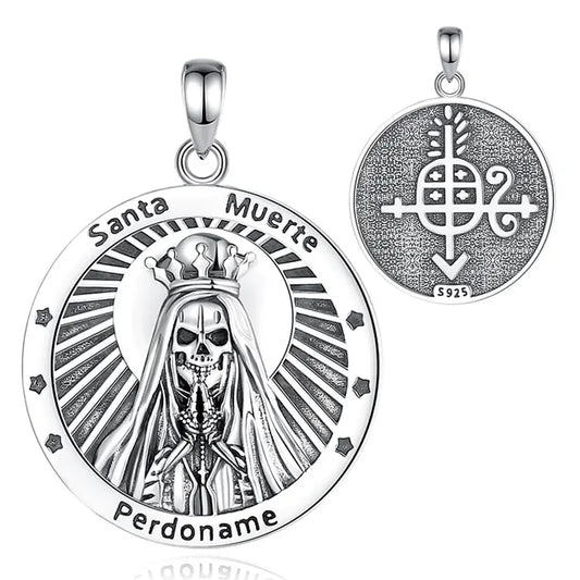 Colgante Santa muerte perdoname, en plata fina 925 #F25