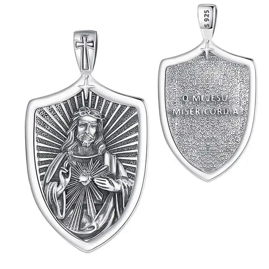 Colgante sagrado corazon Jesus en plata fina 925 #F23
