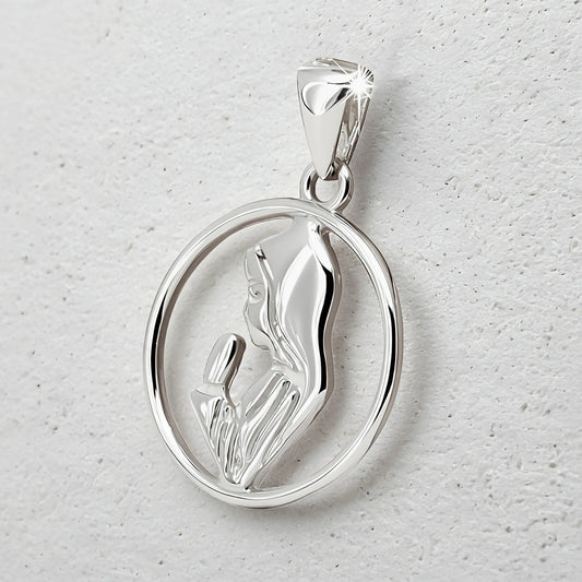 Colgante virgen niña en plata 950