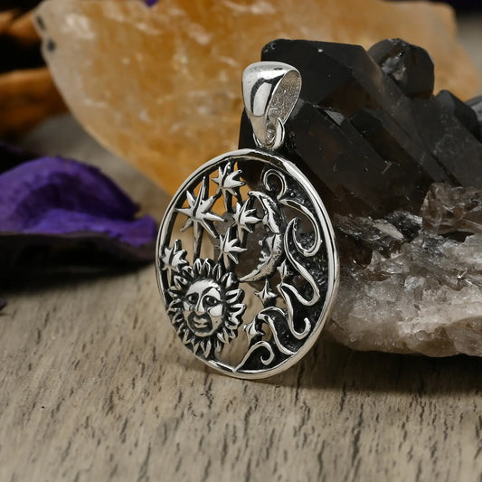 Colgante sol y luna en plata 925