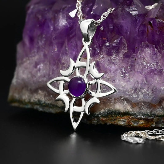Colgante nudo de brujas en amatista en plata 950