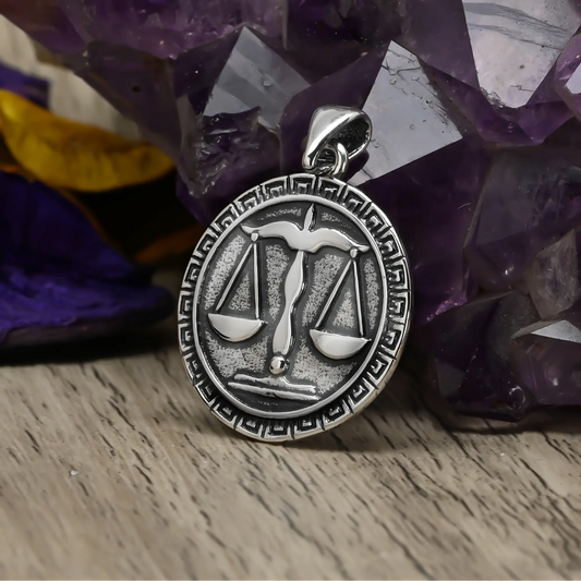 Colgante balanza de abogado en plata 950
