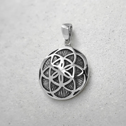 Colgante flor de la vida en plata 950