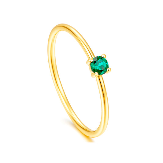 Anillo solitario en oro 18k con esmeralda cultivada