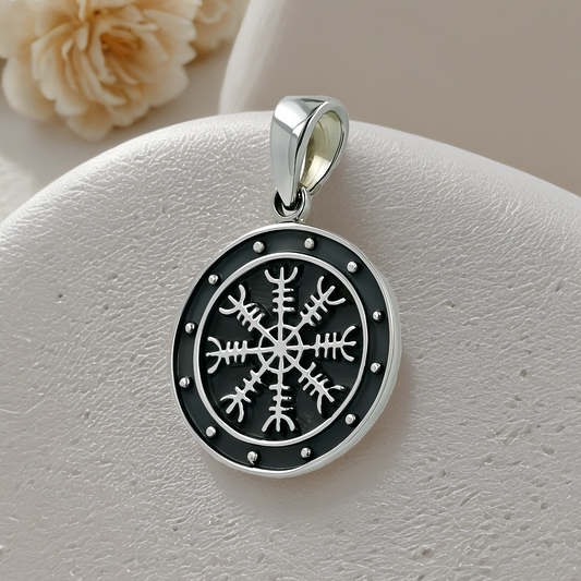 Colgante brújula vikinga en plata 925