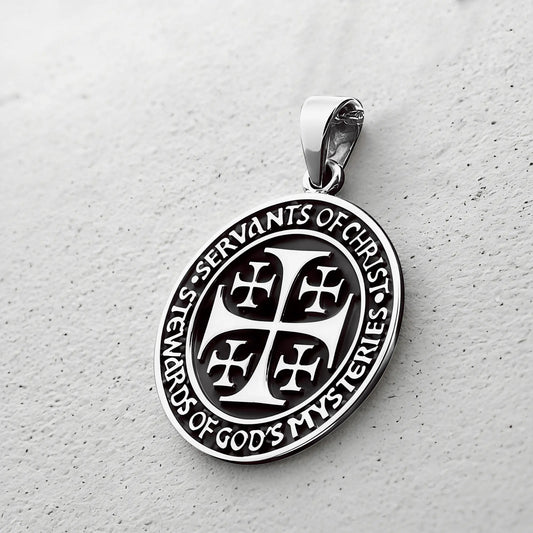 Colgante cruz de Jerusalén en plata 950