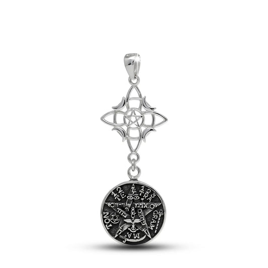 Colgante nudo de brujas con tetragrammaton en plata 950