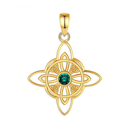 Colgante nudo de brujas esmeralda cultivada en oro 18K
