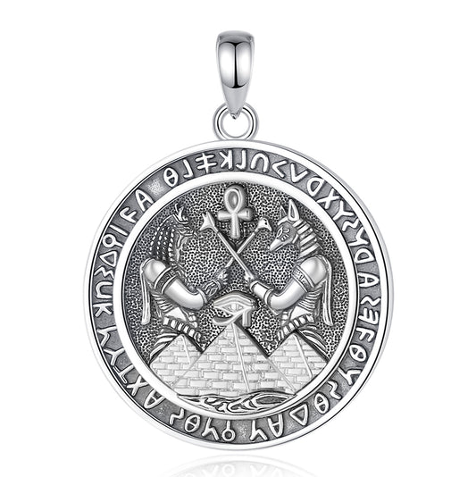 Colgante egipcio Anubis medalla en plata fina
