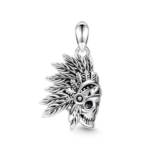 Colgante calavera india en plata fina 925 + cadena