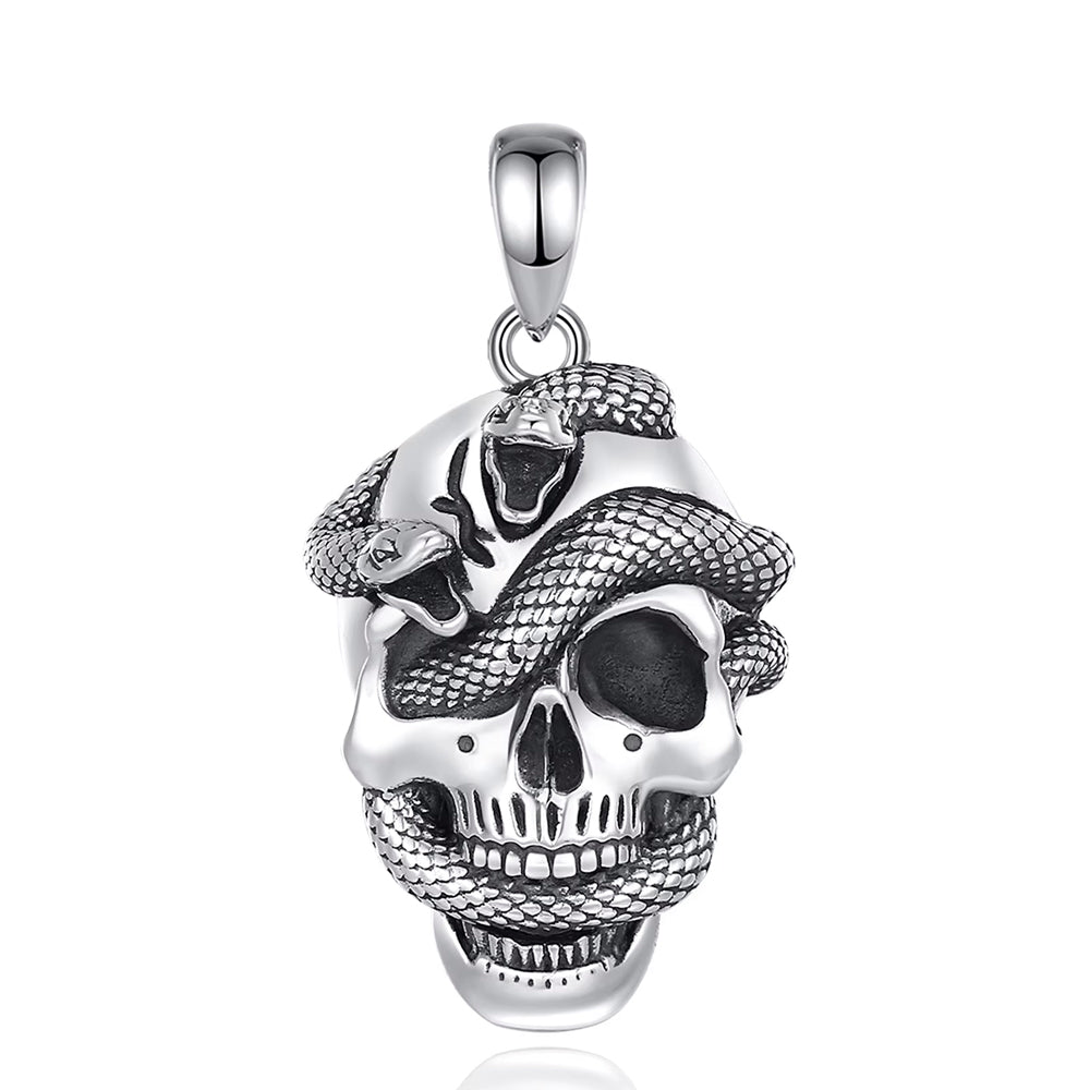 Colgante calavera con serpiente en plata fina 925 #160