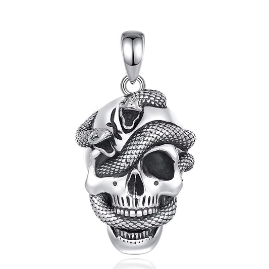 Colgante calavera con serpiente en plata fina 925 #160