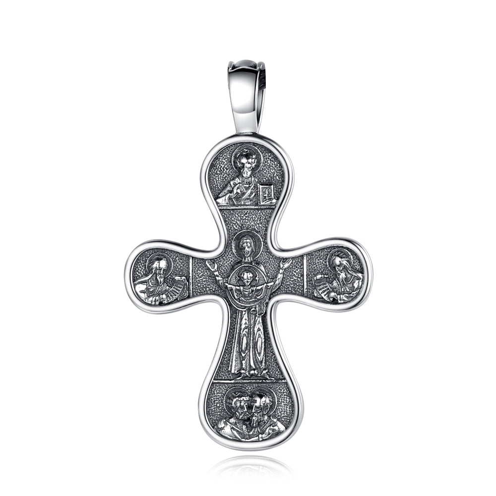 Colgante de cruz ortodoxa golgota en plata 925
