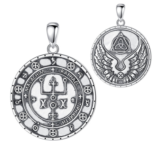 Colgante escudo arcángel Rafael en plata fina 950