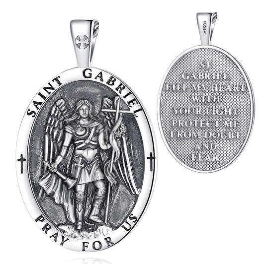 Colgante arcángel san Gabriel full definición en plata fina