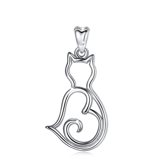 Colgante gato corazon mini amigo en plata fina 950