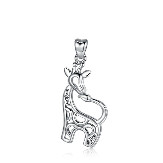 Colgante de jirafa en plata fina 925, con cadena