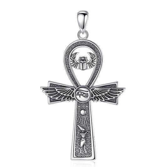 Colgante llave del cielo akh, cruz egipcia en plata fina 950