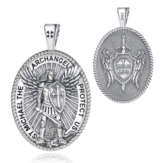 Colgante arcángel san Miguel en plata 925, todos los símbolos