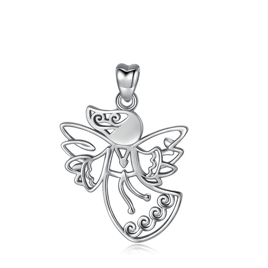 Colgante angel de la guarda en plata fina 950, con cadena