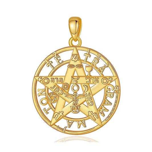 Colgante Tetragrammaton en oro 18k, amuleto protector