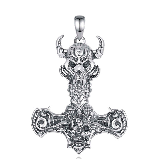 Colgante martillo de Thor Mjölnir grande en plata fina 950